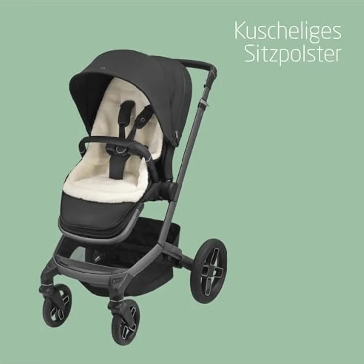Maxi-Cosi kuschelig weicher 2-in-1 Fußsack, Winterfußsack und Sitzpolster, kompatibel mit Maxi-Cosi Kinderwagen, Black – Bild 3
