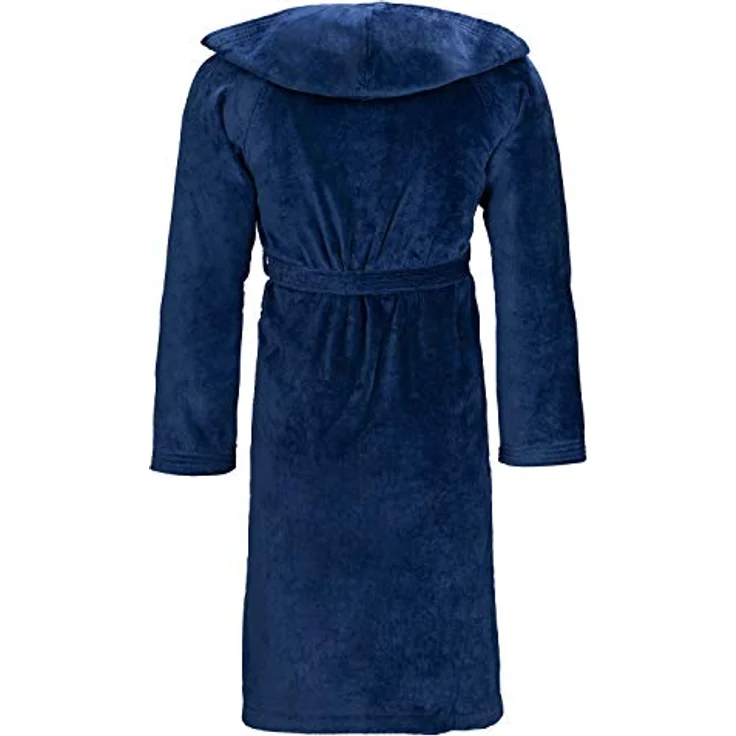 Vossen Texas Kurzmantel mit Kapuze, unisex Bademantel aus 100% Baumwolle, Schwarz, für alle Jahreszeiten – Bild 4