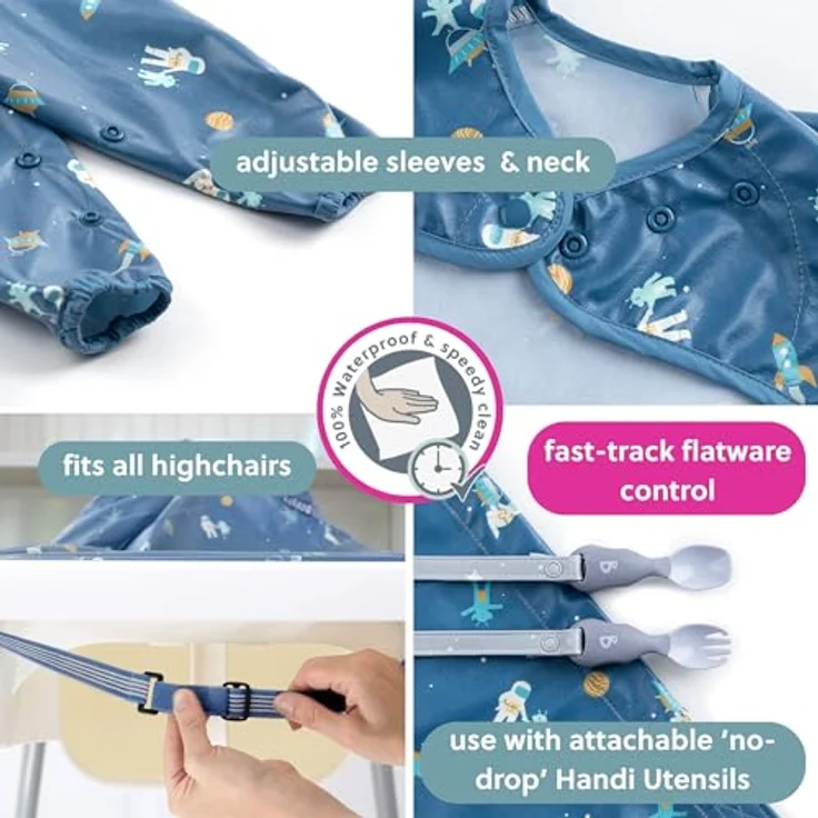 BIBaDO Langärmeliges Baby-Lätzchen, wasserdicht und leicht abwischbar, für Babys und Kleinkinder 6-36 Monate, LED-Entwöhnungs-Lätzchen – Bild 3