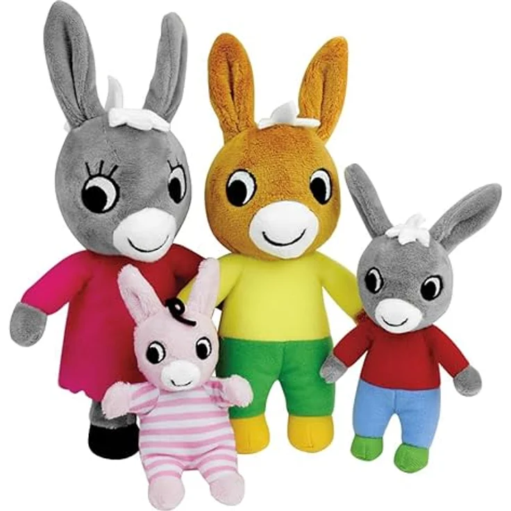 Jemini TROTRO Plüschkoffer Set mit 4 Figuren: Trotro +/-15 cm, Mama Anna und Papa Dada +/-23 cm, Schwester Zaza +/-11 cm, Mehrfarbig – Bild 3