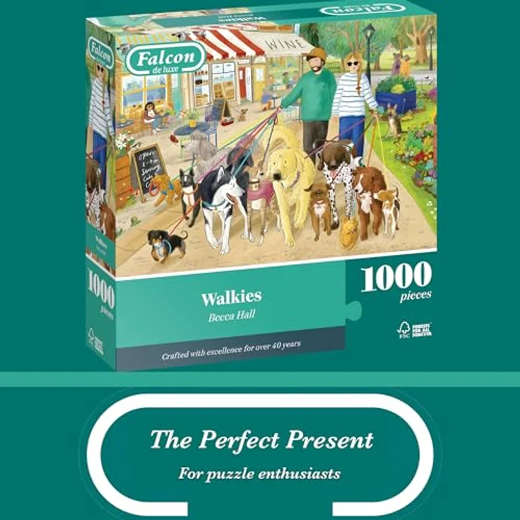 Falcon Jumbo Puzzle 1000 Teile Hundespaziergang, hochwertige Qualität – Bild 5