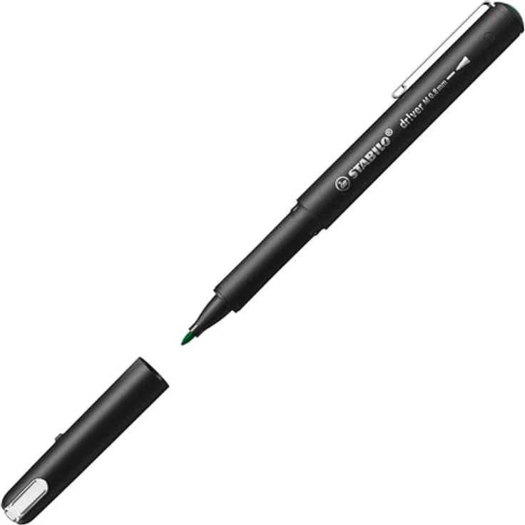 STABILO dr!ver Filzstift, grün, 0,8 mm Strichstärke mit Clip und gummierter Griffzone – Bild 1