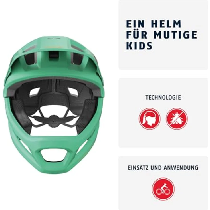 ABUS MTB-Helm YouDrop FF - Fullface-Helm für Kinder und Jugendliche - Hellgrün, Größe S - für den Einstieg in den Mountainbikesport mit abnehmbarem Kinnschutz – Bild 2