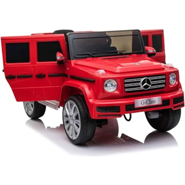 RIRICAR Elektrisches Elektroauto Mercedes G500 12V, rot, mit 2,4 GHz Fernbedienung, USB/SD Eingang, Hinterradfederung, Lithium-Batterie, LED-Lichtern, Originaler Lizenz – Bild 2