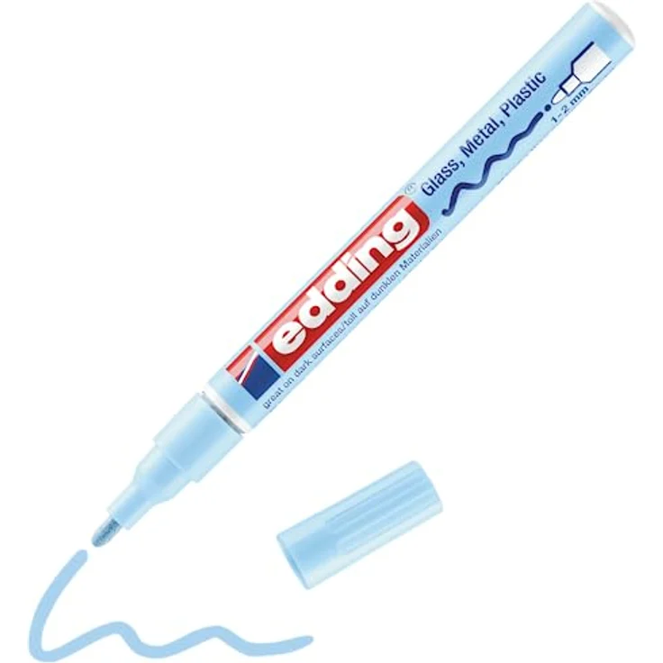 edding 751 CR Paintmarker, Glanz-Lackmarker in pastellblau für glatte Oberflächen, schnelltrocknend und geruchsarm – Bild 1