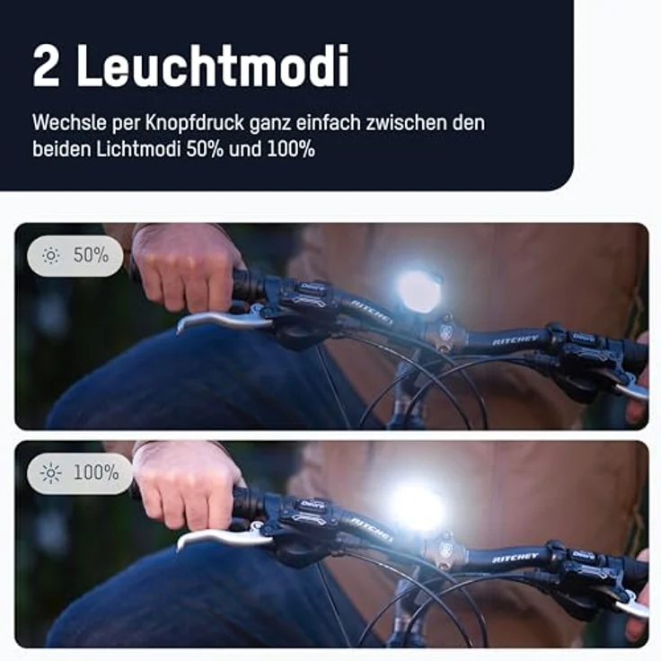 Ansmann Fahrradlicht Set StVZO zugelassen mit CREE LED 170 Lumen / USB aufladbar / 140m Leuchtweite, rear – Bild 5