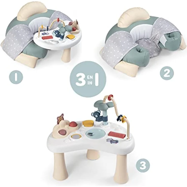 Smoby Toys - Little Smoby Babysitz mit Spieltisch - aufblasbarer Rundsitz mit Rücken- und Armlehne, Sitzbezug und Activity Tisch - für Kinder ab 6 Monate – Bild 3
