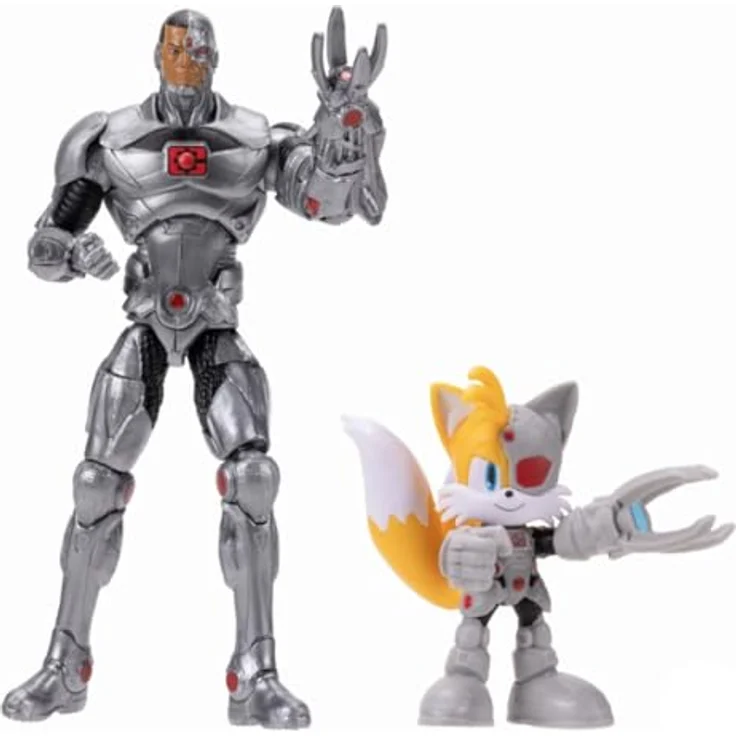 Sonic The Hedgehog DCxSonic: Tails als Cyborg und Klassische Sonic Actionfiguren-Multipack, 6 cm und 13 cm, hochbeweglich, detailreich gestaltet – Bild 1