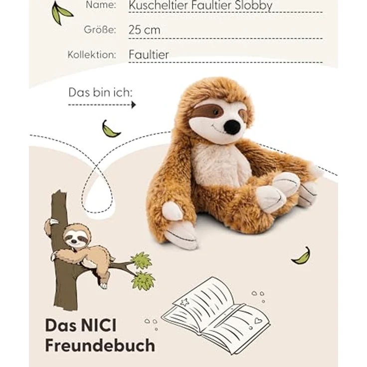 NICI Kuscheltier Faultier Slobby 25cm mit Klettverschluss braun - Plüschtier aus recyceltem Material, ideal zum Kuscheln und Spielen - tolle Geschenkidee – Bild 5