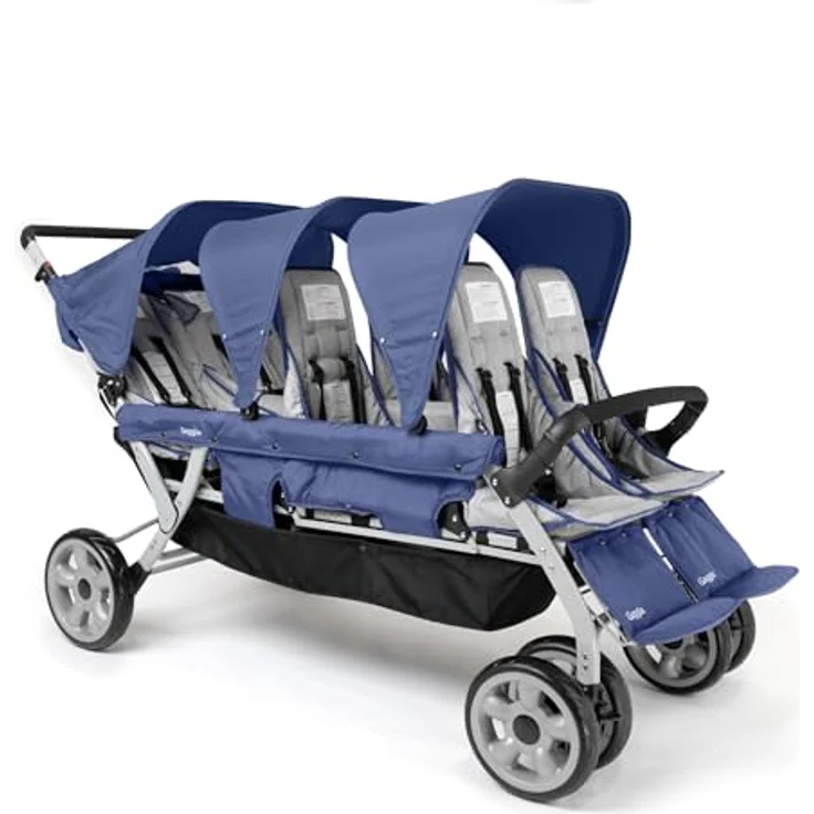 Gaggle Jamboree Kinderwagen für 6 Kinder | Buggy faltbar mit Sonnenschutz in Blau | Klappbar für Kinder von 6 Monaten bis 4 Jahre – Bild 1
