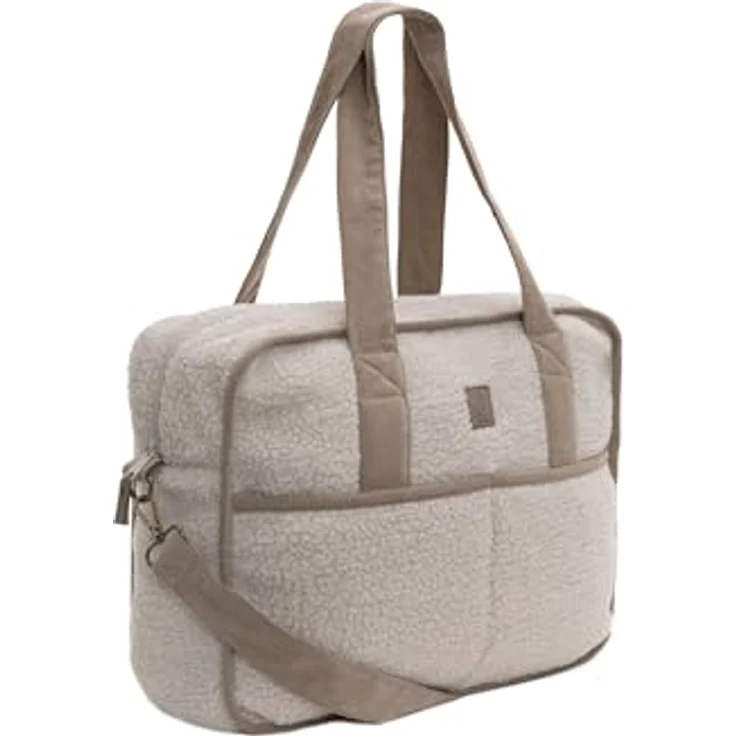 Jollein Luiertas Teddy Noé, Wickeltasche aus Teddystoff mit praktischen Staufächern, grau – Bild 4