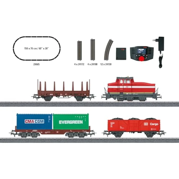 Märklin H0 Mä Dig.-Startpackung Mod.Rangier, digitale Modelleisenbahn mit Henschel DHG 500 Diesellok und vier Wagen inkl. Container, erweiterbar mit C-Gleis – Bild 2