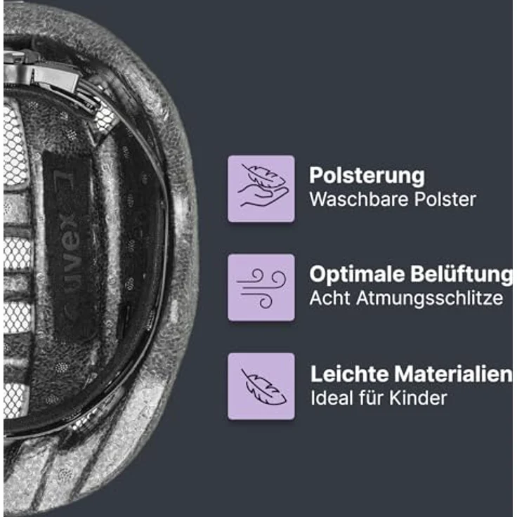 Uvex kid 2 Fahrradhelm für Kinder - individuelle Größenanpassung - erweiterbar mit LED-Licht - princess - 46-52 cm – Bild 3