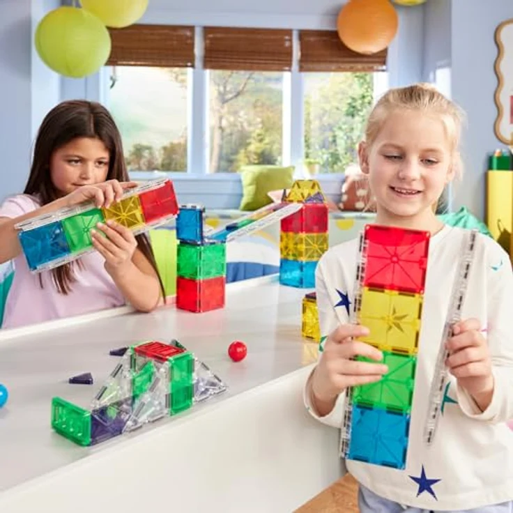 MAGNA-TILES® Rail Racers Deluxe, 90-teiliges Magnetbauset mit 6 patentierten Schienen, ideal für abenteuerlustige Kinder ab 3 Jahren – Bild 3