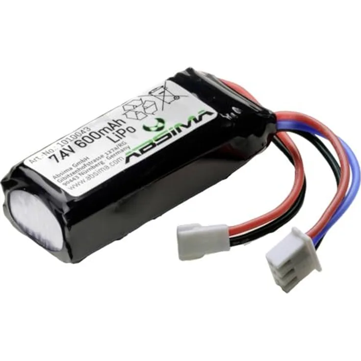 Absima Modellbau-Akkupack (LiPo) 7.4 V 600 mAh, Hochleistungsakku für ferngesteuerte Fahrzeuge