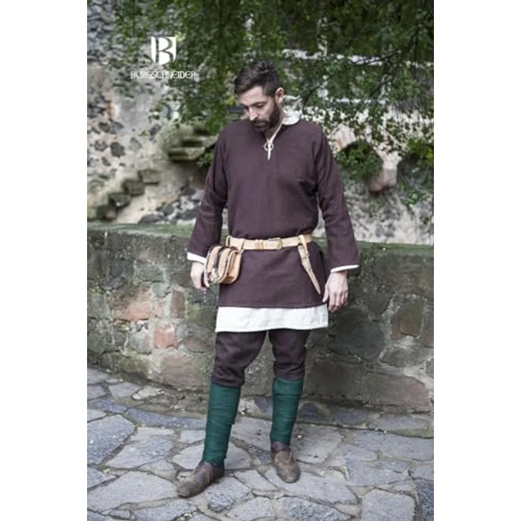Burgschneider Kurztunika Erik, Unisex, Braun, Baumwolle, Historisch - Early Medieval, Viking – Bild 5