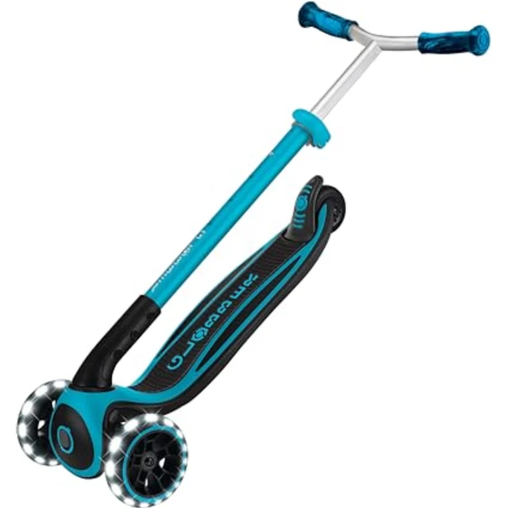 Globber ACE LIGHTS 667-100, Dreiradscooter mit Leuchtrollen und verstellbarem Lenker, blau – Bild 5