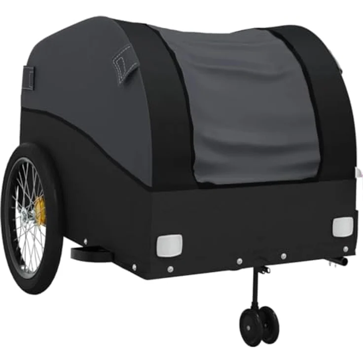 vidaXL Fahrradkinderanhänger Fahrradanhänger Schwarz 45 kg Eisen, Robuster Lastenanhänger mit Deichsel und Sicherheitsflagge – Bild 4
