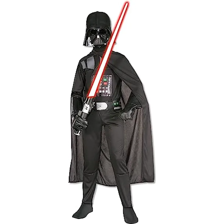 Rubie's Offizielles Disney Star Wars Darth Vader-Kostüm, Kindergröße S (9-10 Jahre), mit Overall, Maske und Umhang