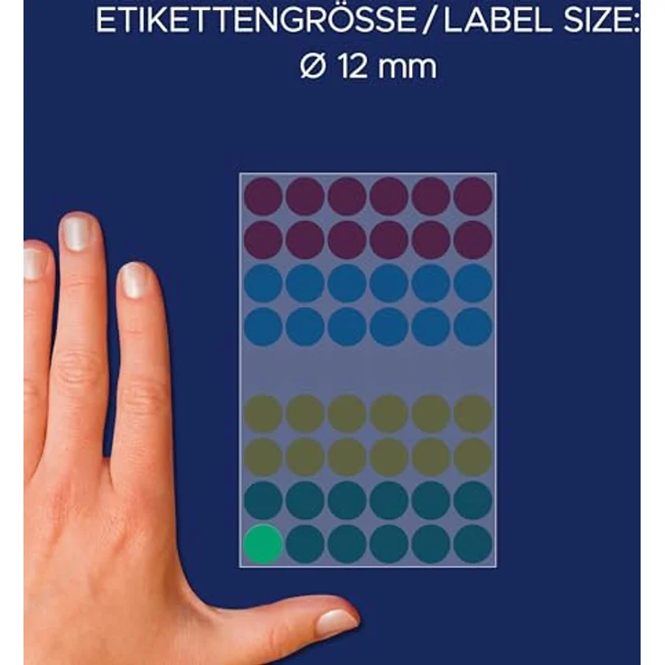 AVERY Zweckform Klebepunkte 3088, farbsortiert Ø 12,0 mm, 270 St., in rot, weiß, grün, blau und gelb – Bild 2