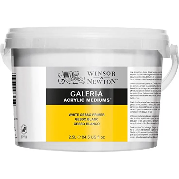 Winsor & Newton Gesso Weiss, 2,5 Liter Eimer, flexible Grundierung für Leinwände mit hohem Pigmentgehalt und optimaler Saugfähigkeit