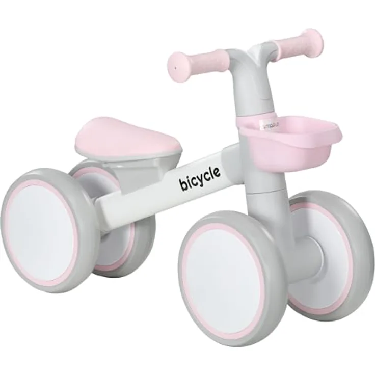 AIYAPLAY Kinder Laufrad Lauffahrrad Balance Bike 1-3 Jahre Baby Rutschrad mit TPU-Rädern Rosa+Weiß 56 x 27 x 39 cm