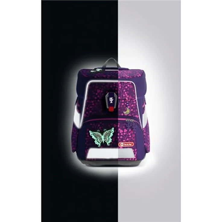 Step by Step Schulranzen-Set Space Shine Butterfly Night Ina, 5-teilig, lila, ergonomischer Tornister mit Reflektoren, höhenverstellbar mit Hüftgurt, 20l – Bild 3