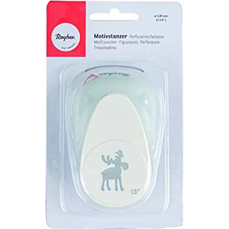 Rayher Hobby 89764000 Motivstanzer Elch, ø 3,81 cm-1,5 Zoll, geeignet für Papier/Karton bis zu 200g/m² – Bild 2