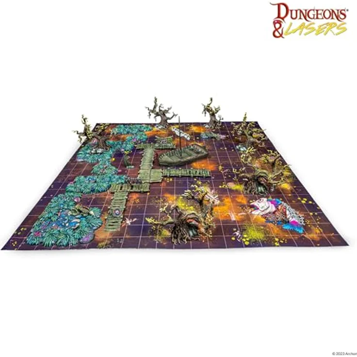Archon Studio Dungeons & Lasers Swamps of Doom, 29-teiliges D&D Starter-Set mit Spielmatte und Miniatur-Geländeelementen, unlackiert und unmontiert, ab 14 Jahren – Bild 3