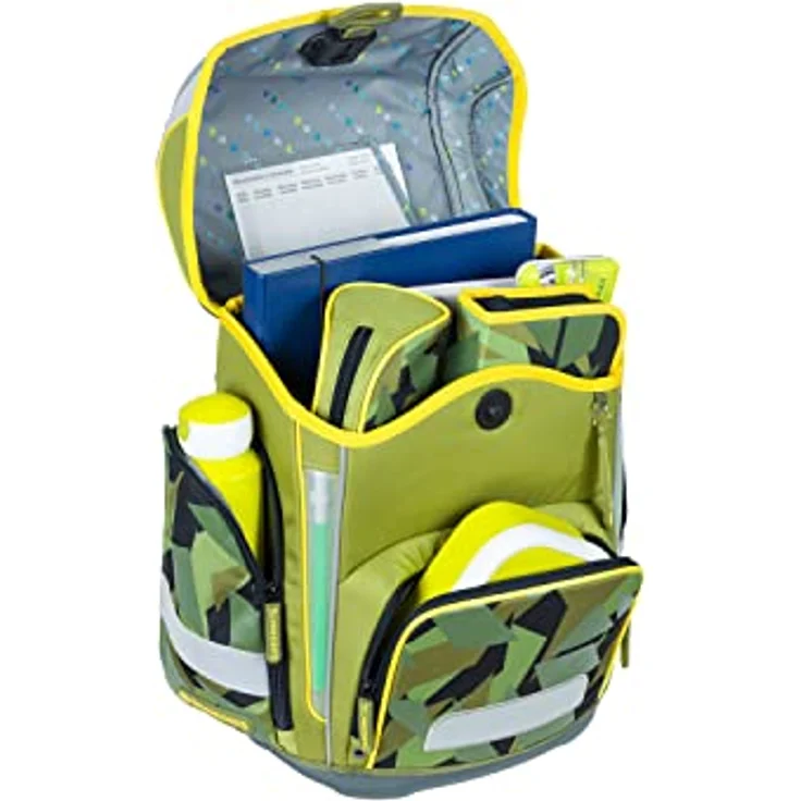 Schneiders 78367-065 - Schulranzen Ergolite Construction, 9-teiliges Set in Olivgrün mit Scherben-Motiv, 21 Liter Volumen, Leicht-Gewicht, ergonomisches Tragesystem – Bild 3