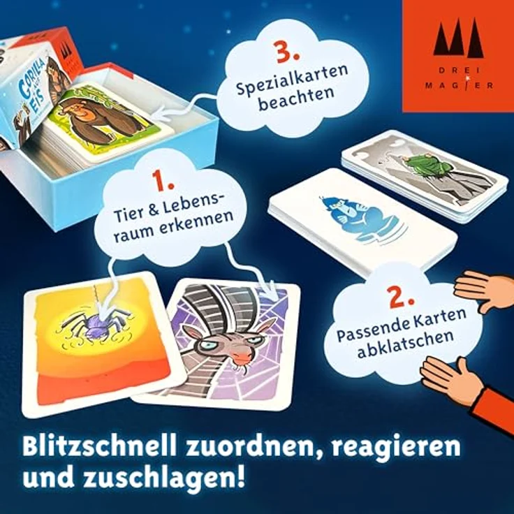 Schmidt Spiele Gorilla auf EIS, Kartenspiel für 2–6 Spieler ab 6 Jahren, fördert Reaktion und Beobachtung, kurze Spielrunden von 10 Minuten – Bild 5