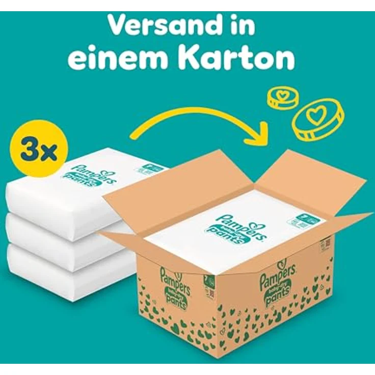Pampers Monatsbox baby-dry pants Gr. 7 (17+ kg), 126 Stück, 360° Passform, flexibles Bauchbündchen, weiß – Bild 2