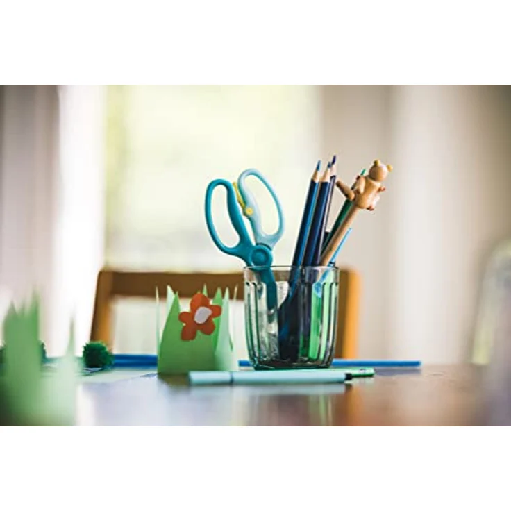 Fiskars Kinderschere, Zum Erlernen des Schneidens, Länge: 13 cm, Metall-Klingen, Blaugrün – Bild 5