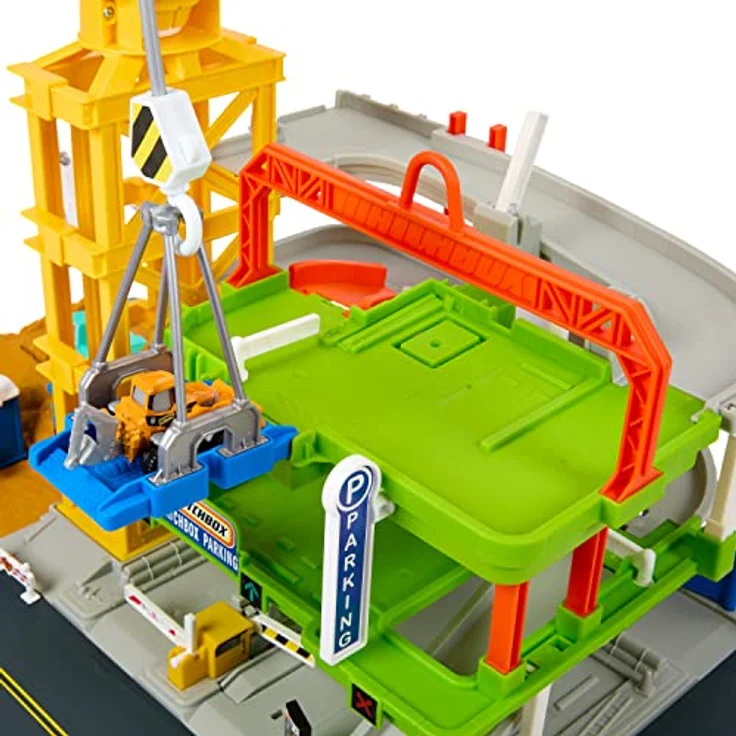 Matchbox Epische Baustelle, Spielset mit Mega-Kran, Licht- und Soundeffekten, inklusive Bagger und Zubehörteilen – Bild 3