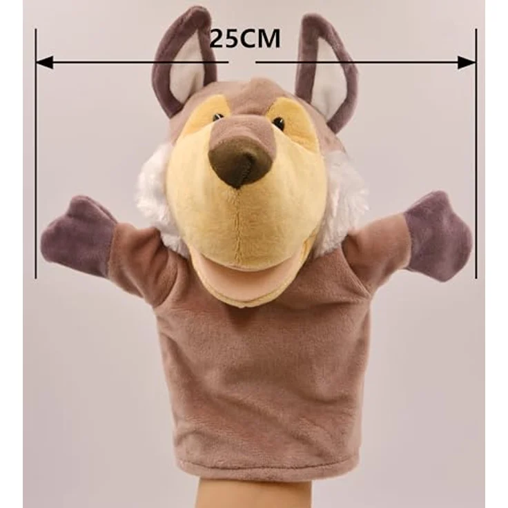 LOMTRATS Tierhandpuppen Set, Wolf, Tiger, Löwe und Affe mit beweglichen Mündern, ca. 25 cm, für Geschichtenerzählen und Vorschulunterricht, weich und waschbar – Bild 2