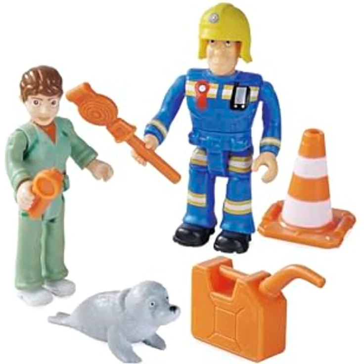 Simba Dickie Sam Figuren Doppelpack V, 4 Sortierungen, mit neuen Uniformen, 2 Figuren, 1 Tier und Zubehör, beweglich, 7,5 cm, für Kinder ab 3 Jahren – Bild 4