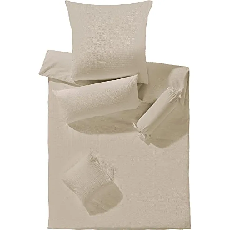 Erwin Müller Bettwäsche Rosenheim Seersucker Taupe Größe 135x200 cm (80x80 cm)