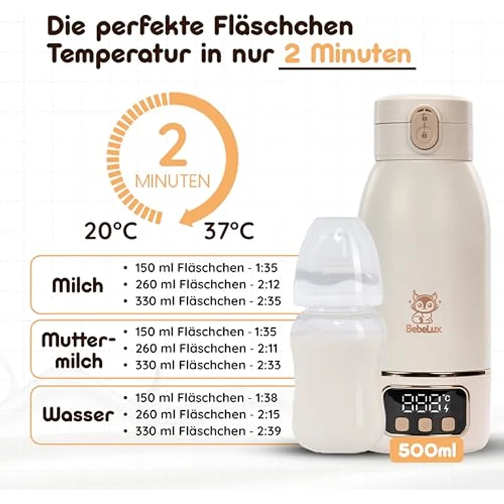 BEBELUX V2 Lux Mommy Kit, Babyflaschenwärmer mit 15-Flaschen Kapazität, BPA-frei, Sterilisation bis 100 °C, beige – Bild 2