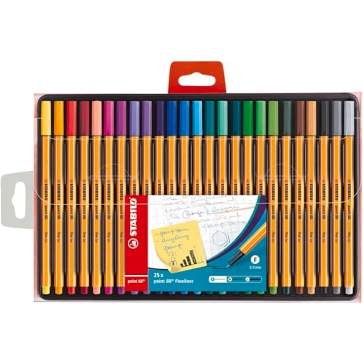 STABILO point 88 Fineliner, 25er Set farbsortiert, 0,4 mm Spitzenbreite, wischfest, Made in Germany – Bild 1