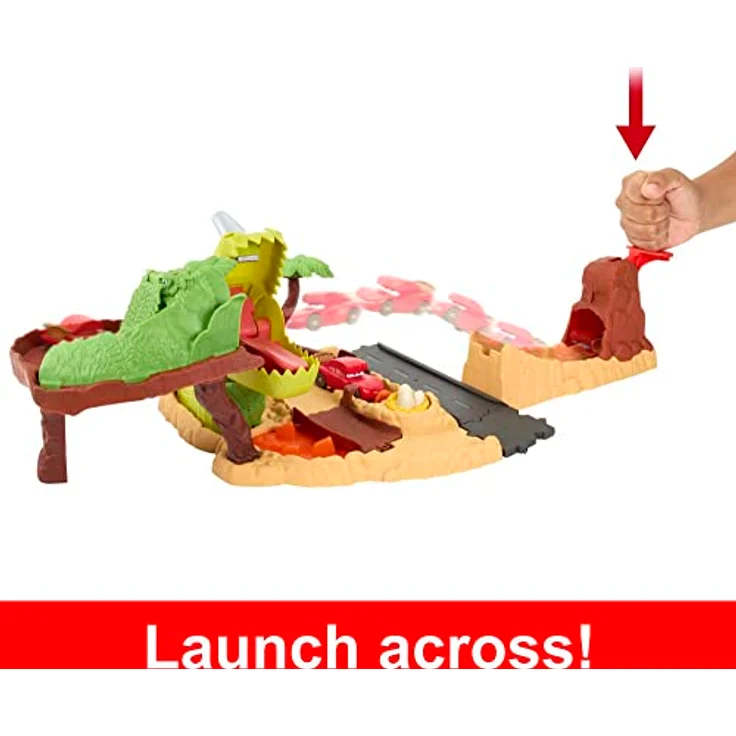 Mattel Disney+ Dino Park Playset, Fahrzeugspielset mit Cave Lightning McQueen und Abschussrampe – Bild 5