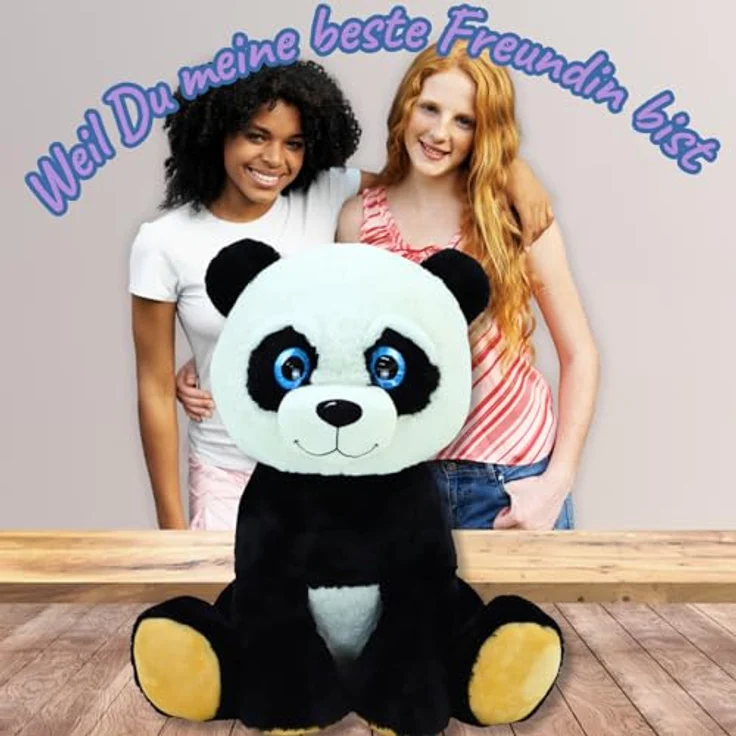 TE-Trend XXL Panda Plüschtier mit funkelnden blauen Augen, 75cm, weiche Qualität, Kuscheltier für liebevolle Umarmungen- glückliche Stunden – Bild 4