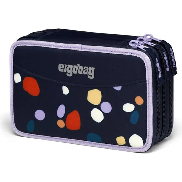 ergobag Federmäppchen Maxi Mäppchen, 3-Fach mit 18 Filz- und Buntstiften, blau
