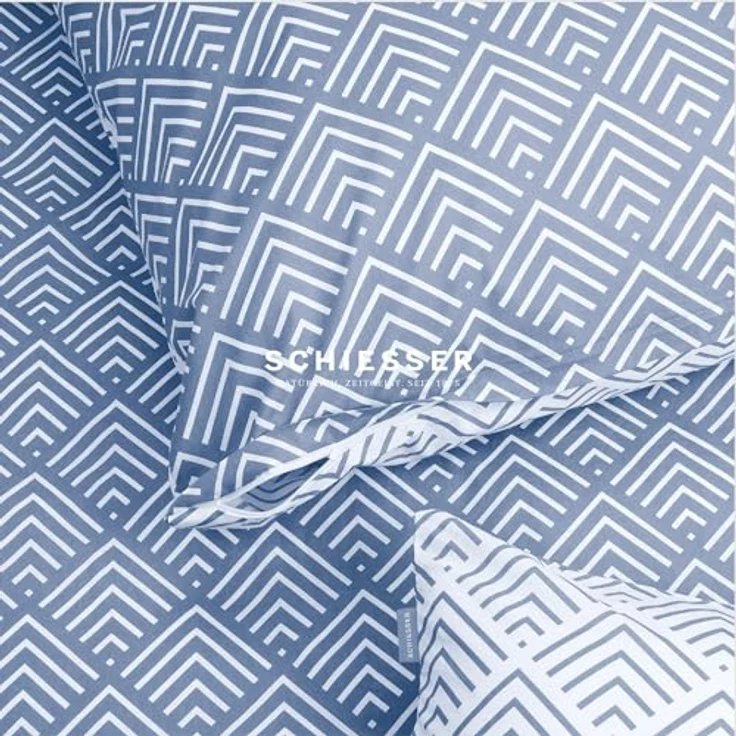 Schiesser Bettwäscheset Mabel | 2-teilig | Grafikprint | Renforcé | 100% Baumwolle | Oeko-Tex Zertifiziert | Reißverschluss | 155x220cm + 80x80cm | Hellblau – Bild 4