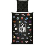 Herding Bettwäsche NFL Teams, Set mit Kopfkissenbezug 80 x 80 cm und Bettbezug 135 x 200 cm, 100% Baumwolle, Mehrfarbig, mit Markenreißverschluss, waschbar bei 60°C