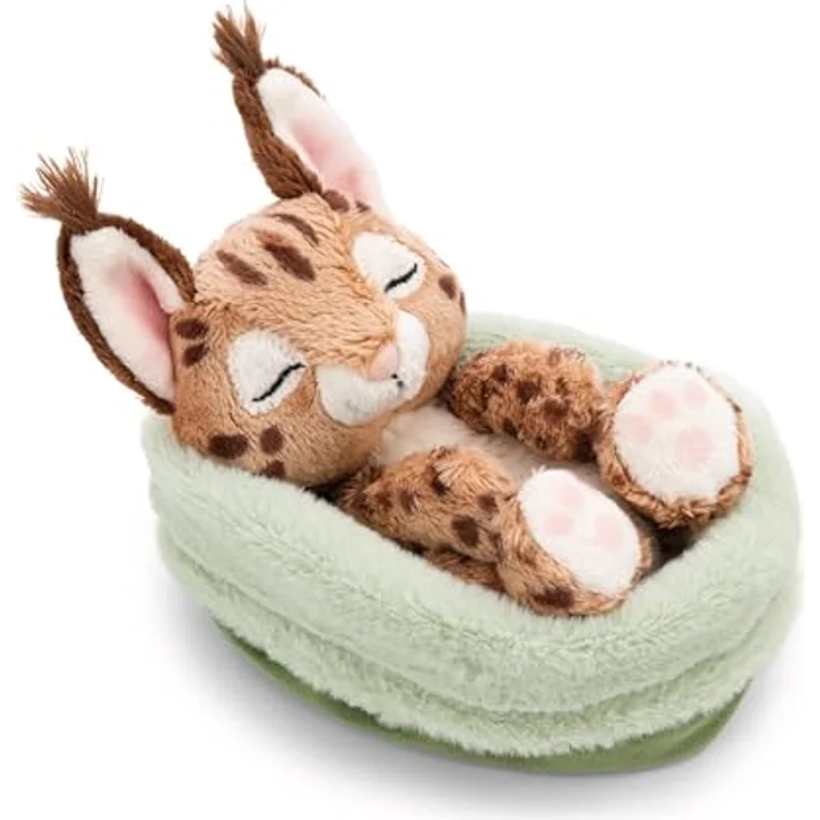 NICI Kuscheltier Karakal 12cm schlafend im Körbchen, braun, weiches Plüschtier aus recyclebarem Material, ideal zum Kuscheln und Spielen, perfekte Geschenkidee - 62874 – Bild 1
