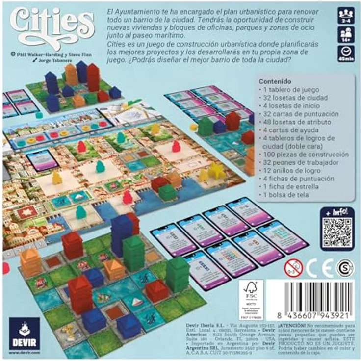 Devir Städte, Brettspiel für 2-4 Spieler, Fliesen legen und Arbeiter platzieren, bunt, ab 10 Jahren – Bild 3