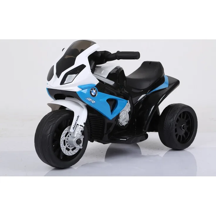BoGi Elektro-Kindermotorrad BMW S1000RR, Dreirad mit Ledersitz, 6V und 25W Antrieb, geeignet für 1,5 bis 3 Jahre, Frontscheinwerfer und Soundeffekte