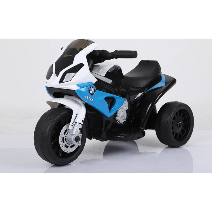 BoGi Elektro-Kindermotorrad BMW S1000RR, Dreirad mit Ledersitz, 6V und 25W Antrieb, geeignet für 1,5 bis 3 Jahre, Frontscheinwerfer und Soundeffekte
