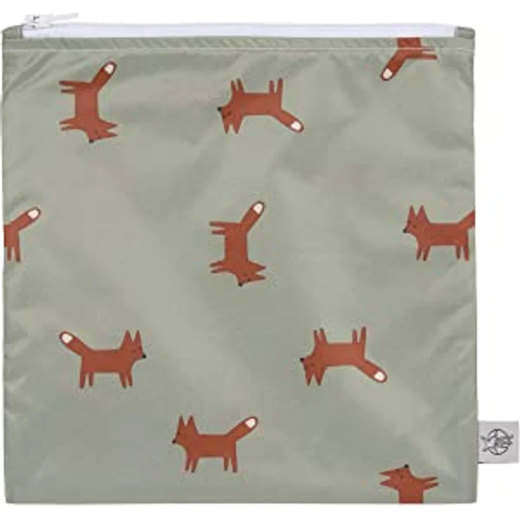 LÄSSIG Wiederverwendbarer Aufbewahrungsbeutel Snack Tasche 2 Stück, BPA-frei und wasserabweisend, 17 x 18 cm, Little Forest Fox Design – Bild 2