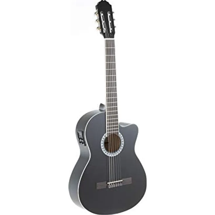 GEWApure Konzertgitarre BASIC ELECTRO schwarz, mit Tonabnehmer, Stimmgerät, walnussfarbig